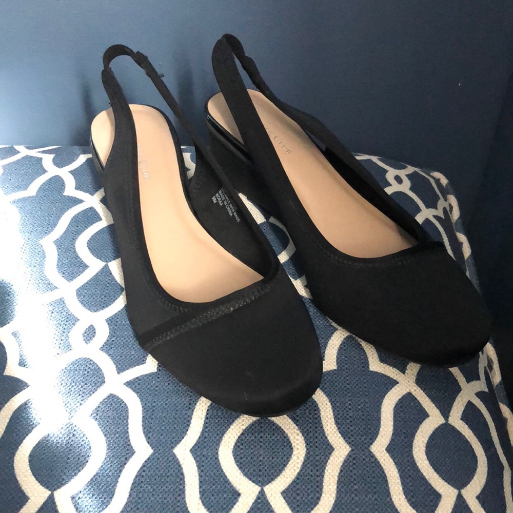 Charter Club black fabric sling back. Size 9. Worn once. Sold Without Box.